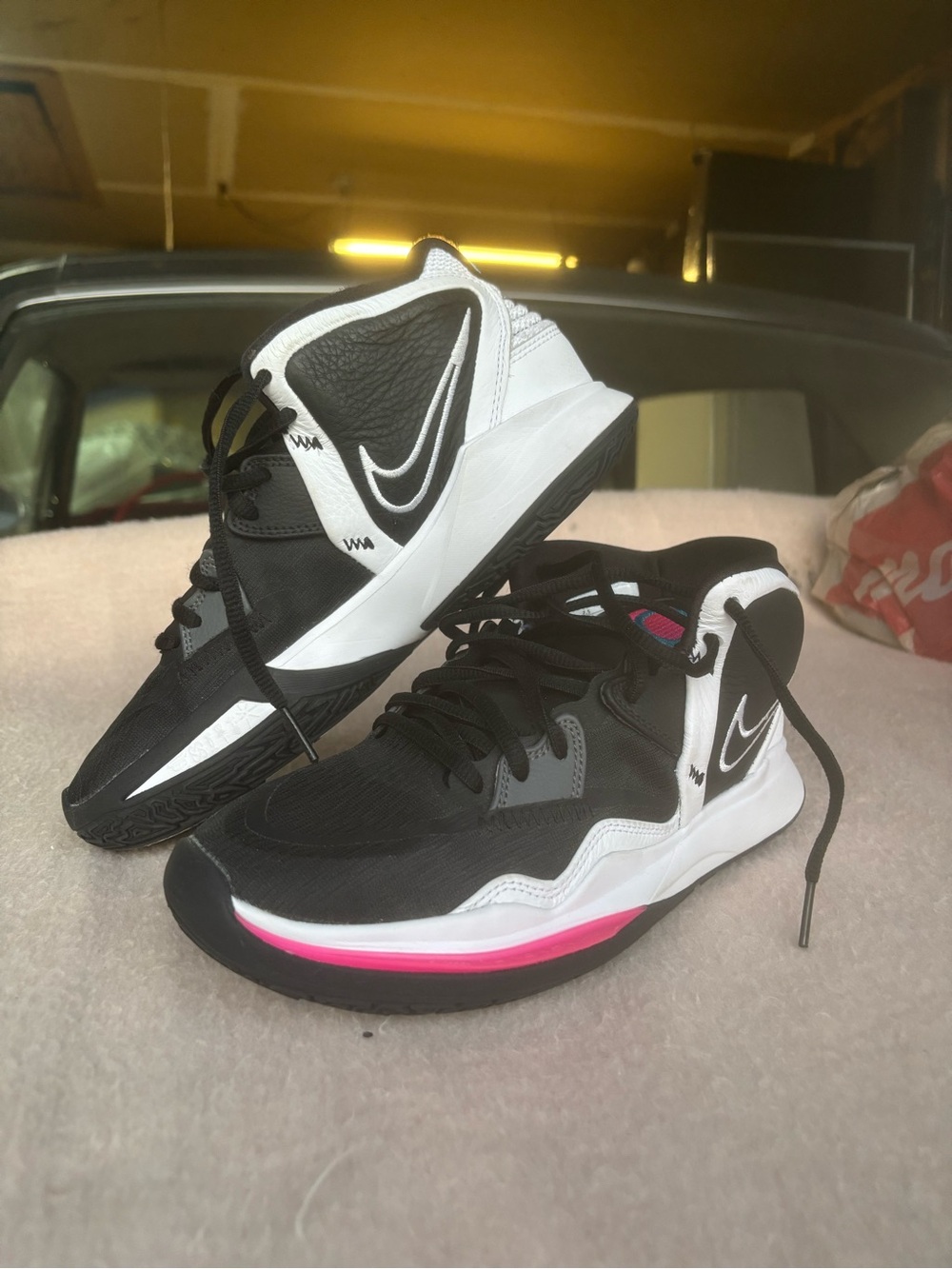 Nike Kyrie South Beach Black, White & Pink Mid-Top Sneakers